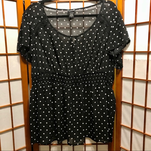 torrid Tops - Torrid Sheer Polka Dot Smock Waist Peplum Top